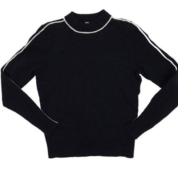 Athleta Transit Crew Sweater Black SIZE XS Extra Fine Merino Wool Crew Neck - Picture 2 of 7